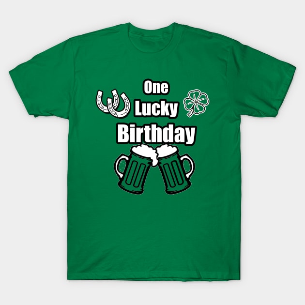 One Lucky Irish Green Beer Drinking Birthday Party T-Shirt by Black Ice Design